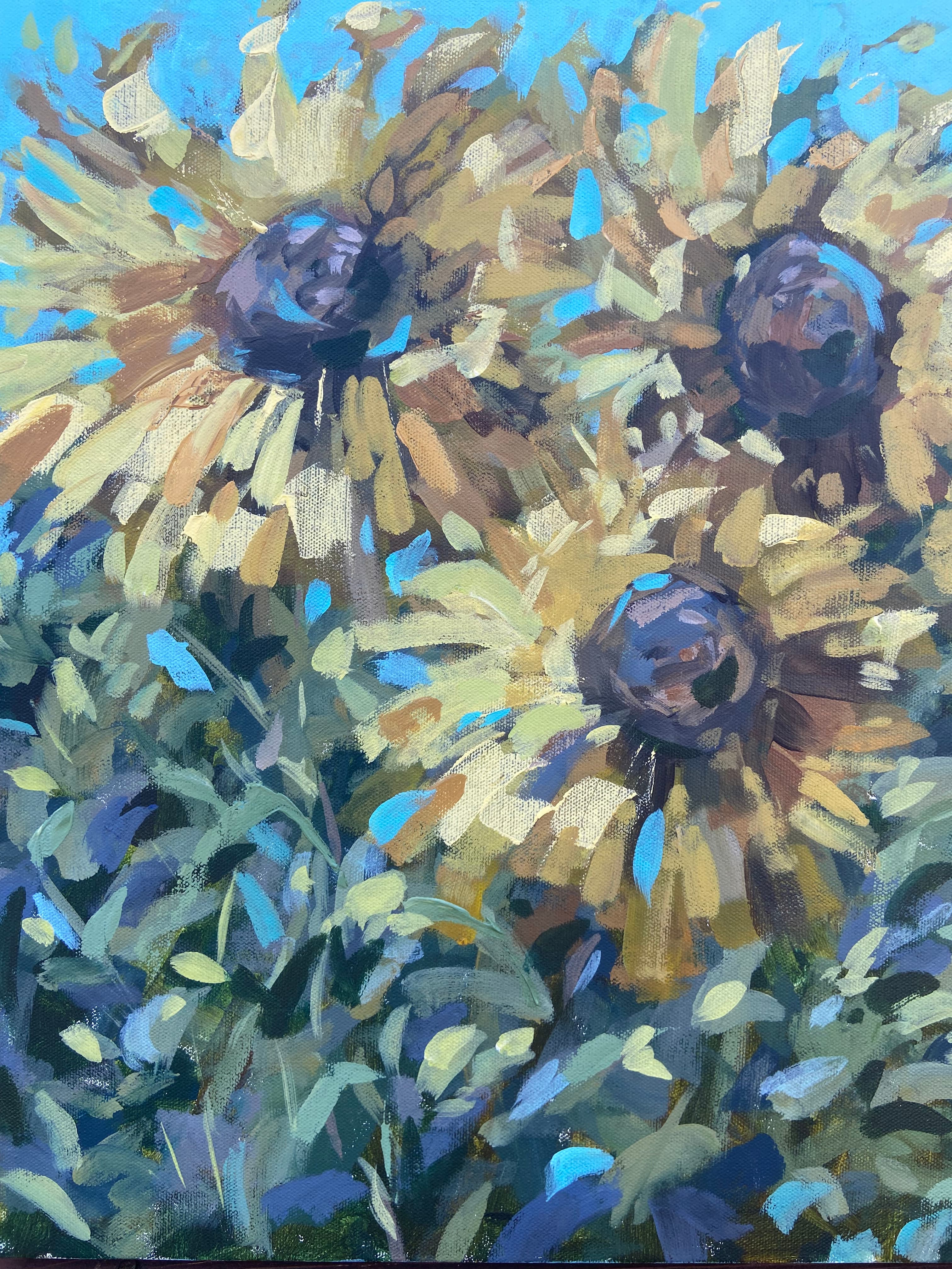 Modern Impressionist Sunflowers — Acrylic on Canvas by Aubrey Cobbett